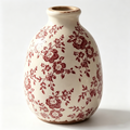 Rustic Cranberry Floral Ceramic Vase