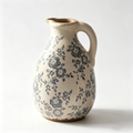 Rustic Slate Floral Ceramic Pitcher Vase