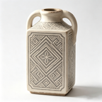 Vintage-Inspired Geometric Ceramic Handled Vase