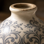 Rustic Grey Damask Ceramic Globe Vase