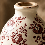 Rustic Cranberry Floral Ceramic Vase