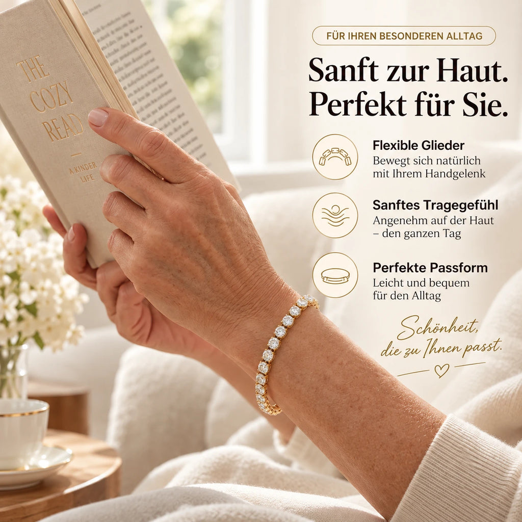 Klassisches 4-mm-Moissanit-Tennisarmband – 14 Karat vergoldet & doppelter Sicherheitsverschluss – NUR HEUTE 90 % RABATT 🔥