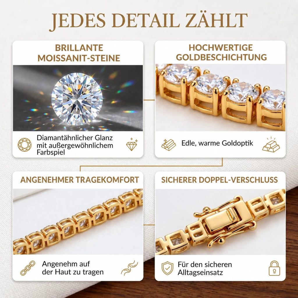 Klassisches 4-mm-Moissanit-Tennisarmband – 14 Karat vergoldet & doppelter Sicherheitsverschluss – NUR HEUTE 90 % RABATT 🔥