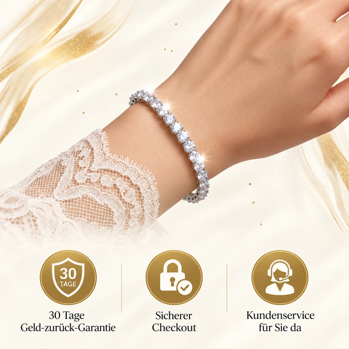 Klassisches 4-mm-Moissanit-Tennisarmband – 14 Karat vergoldet & doppelter Sicherheitsverschluss – NUR HEUTE 90 % RABATT 🔥